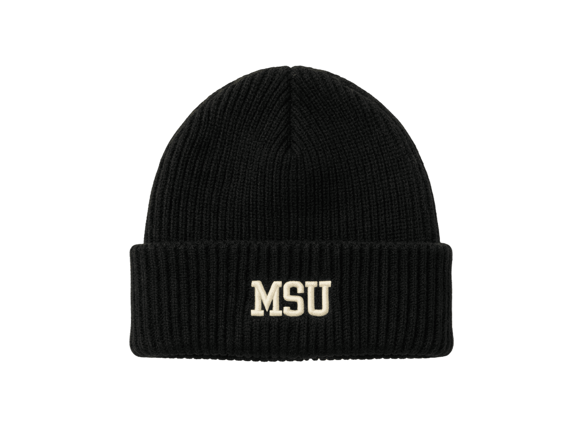 MSU Ribbed Beanie · Black