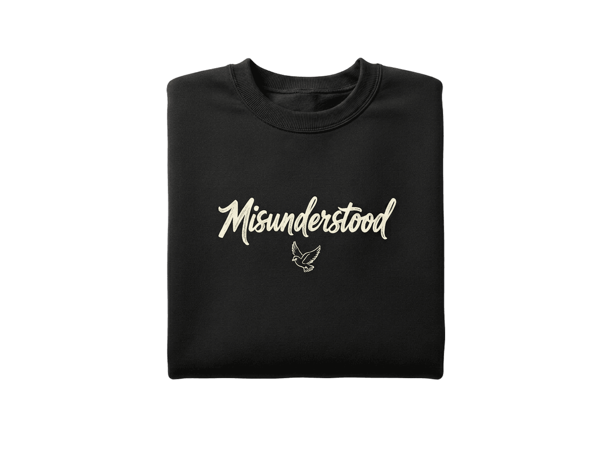 Misunderstood Script Crewneck · Black