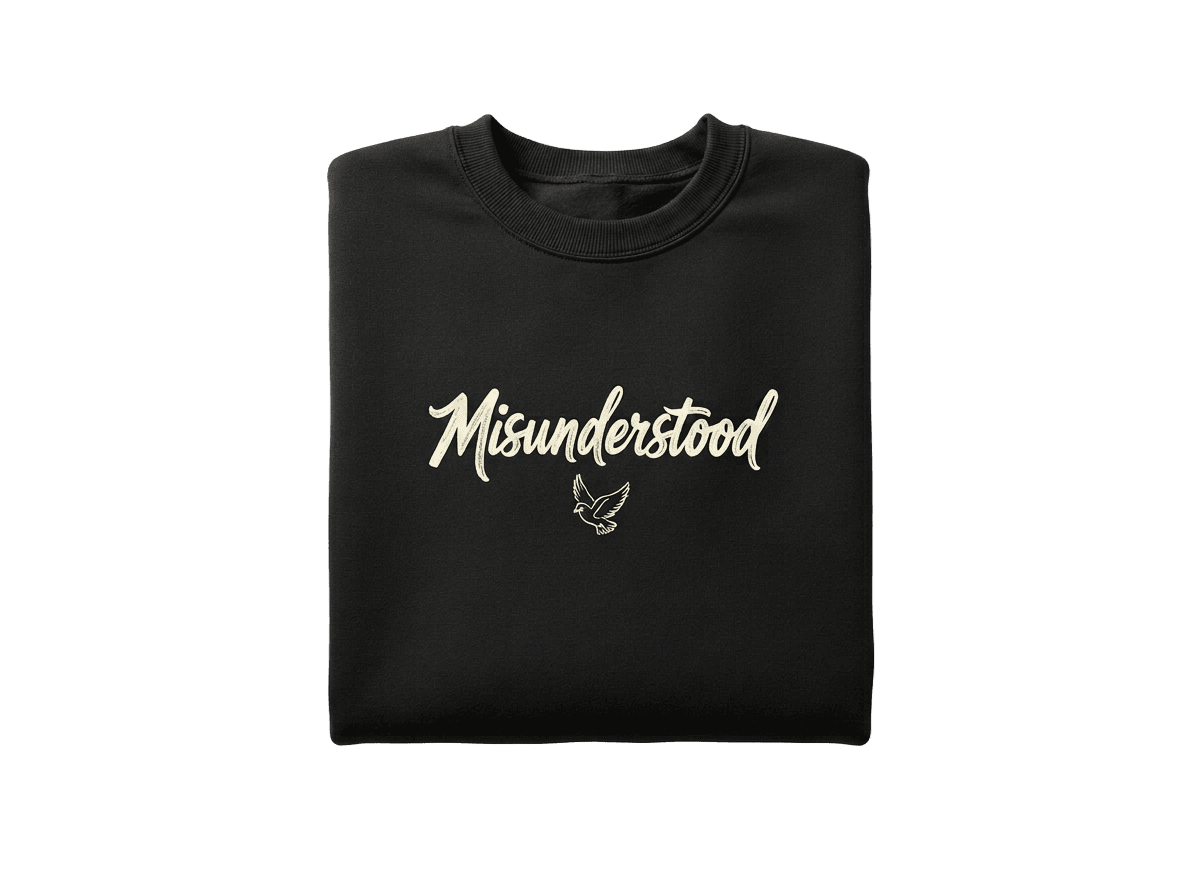 Misunderstood Script Crewneck · Black