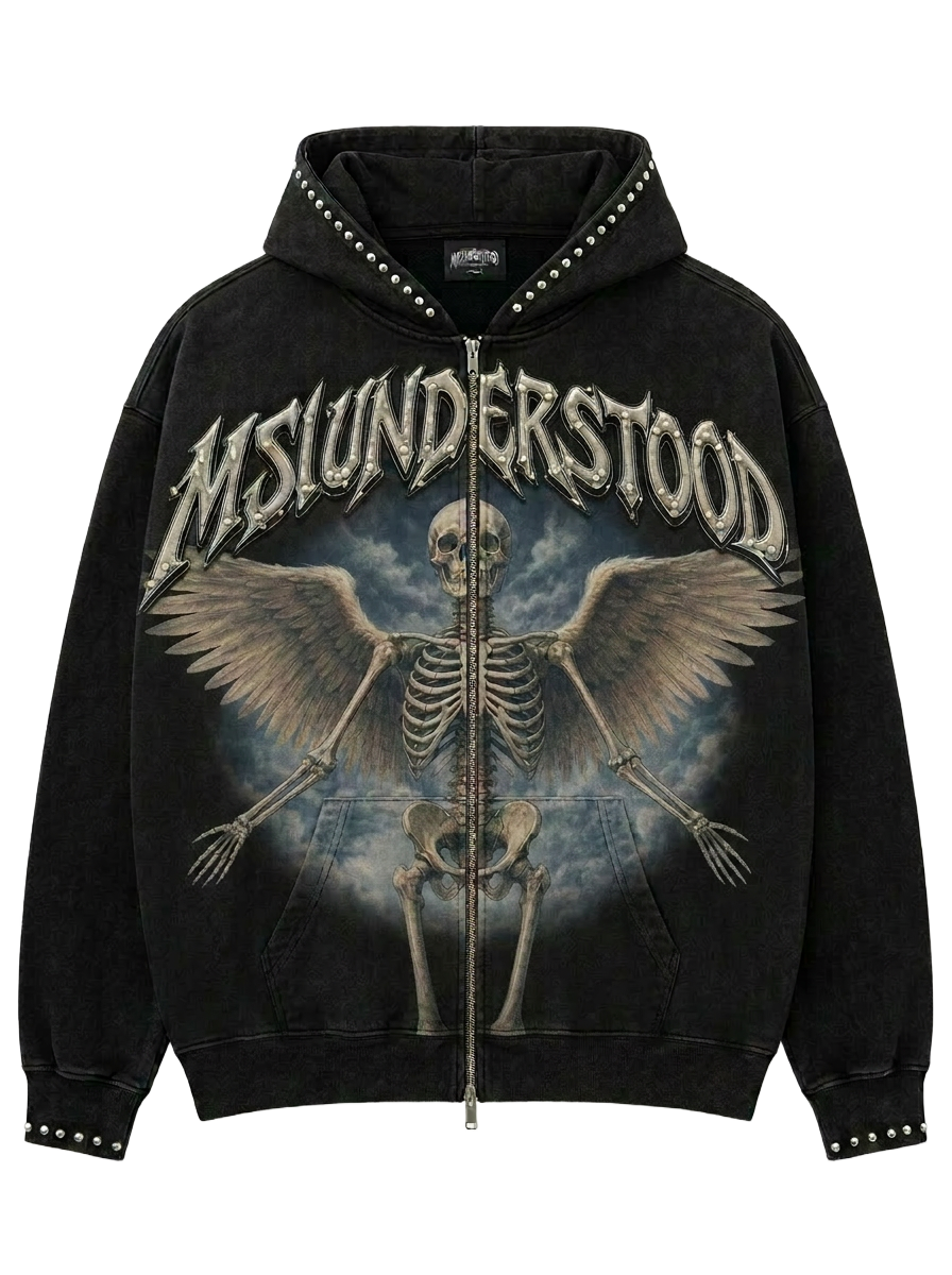 Misunderstood Skeleton Zip Hoodie · Black
